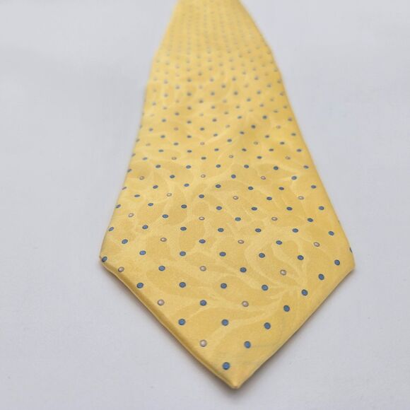 NWT Lanvin Paris Men\'s Yellow Polka Dot Silk Tie 3.75x58 – Made in France